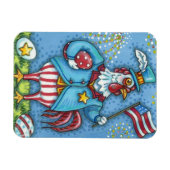 4E VAN JULY ROOSTER, FUNNY PATRIOTIC CHICKEN MAGNEET (Horizontaal)