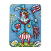4E VAN JULY ROOSTER, FUNNY PATRIOTIC CHICKEN MAGNEET (Verticaal)