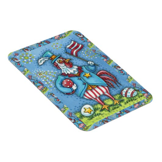 4E VAN JULY ROOSTER, FUNNY PATRIOTIC CHICKEN MAGNEET (Rechterzijde)