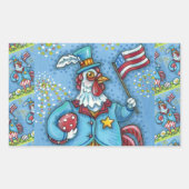 4E VAN JULY ROOSTER, FUNNY PATRIOTIC CHICKEN RECHTHOEKIGE STICKER (Voorkant)
