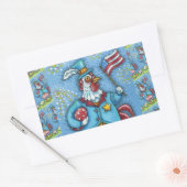 4E VAN JULY ROOSTER, FUNNY PATRIOTIC CHICKEN RECHTHOEKIGE STICKER (Envelop)