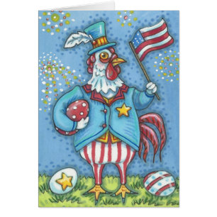 4E VAN JULY ROOSTER, KICKEN NOTE CARD Blank