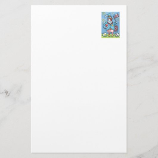 4E VAN JULY ROOSTER, PATRIOTISCHE CHICKEN STATIONE BRIEFPAPIER (Voorkant)