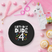 4e verjaardag 4 jaar oud jongensfeestje verjaardag papieren bordje (Feest)