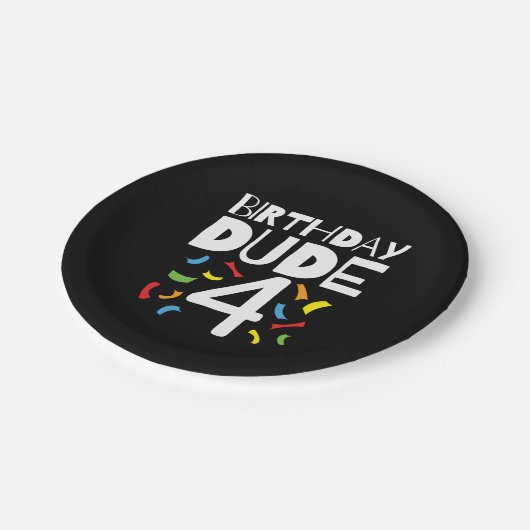 4e verjaardag 4 jaar oud jongensfeestje verjaardag papieren bordje (Gekanteld)