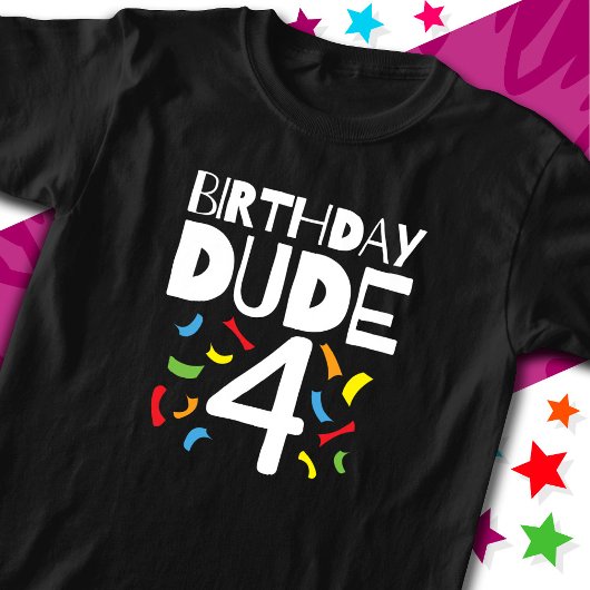 4e verjaardag 4 jaar oud jongensfeestje verjaardag t-shirt