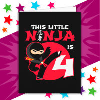 4e Verjaardag 4 Jaar Oud Kinder Feest Little Ninja