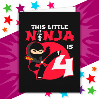 4e Verjaardag 4 Jaar Oud Kinder Feest Little Ninja Kaart