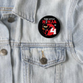 4e Verjaardag 4 Jaar Oud Kinder Feest Little Ninja Ronde Button 5,7 Cm (In situ)