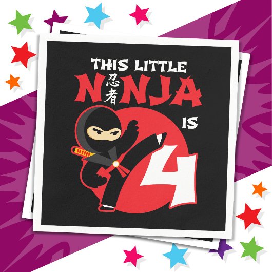 4e Verjaardag 4 Jaar Oud Kinder Feest Little Ninja Servet