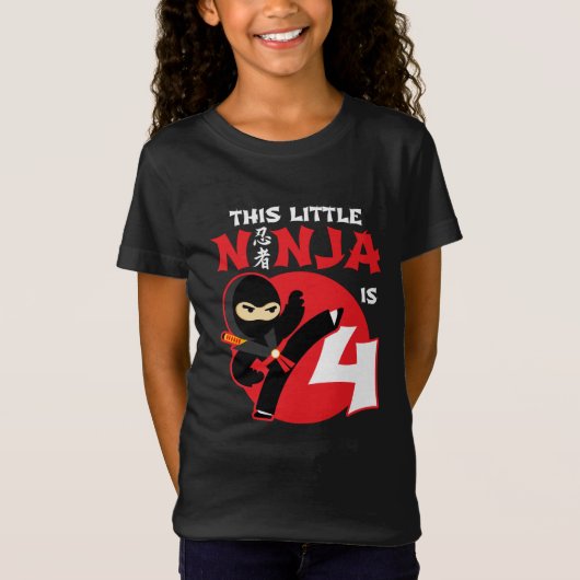 4e Verjaardag 4 Jaar Oud Kinder Feest Little Ninja T-shirt (Voorkant)