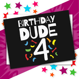4e verjaardag 4 jaar oude jongensfeest verjaardag  briefkaart