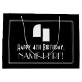 4e verjaardag ~ Art Deco Geïnspireerde look "4" +  Groot Cadeauzakje (Achterkant)