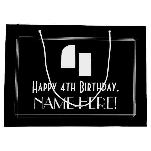 4e verjaardag ~ Art Deco Geïnspireerde look "4" +  Groot Cadeauzakje (Achterkant)