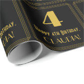 4e verjaardag ~ Art Deco Geïnspireerde look "4", n Cadeaupapier (Rol Hoek)