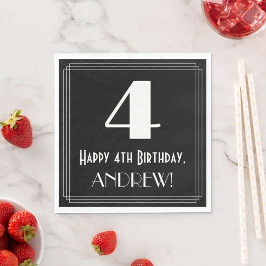 4e verjaardag ~ Art Deco Geïnspireerde look "4", n Servet (Insitu)