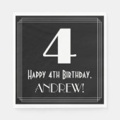 4e verjaardag ~ Art Deco Geïnspireerde look "4", n Servet (Voorkant)