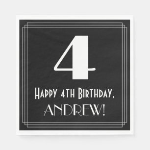 4e verjaardag ~ Art Deco Geïnspireerde look "4", n Servet