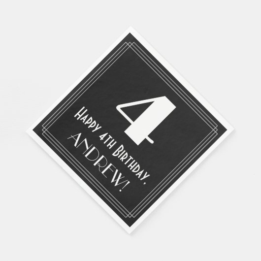 4e verjaardag ~ Art Deco Geïnspireerde look "4", n Servet (Hoek)