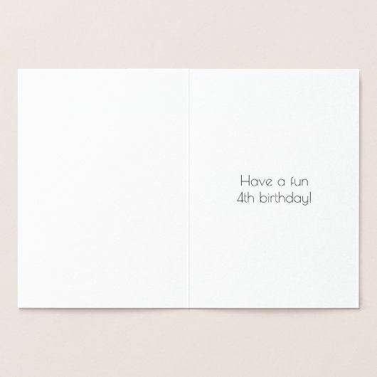 4e verjaardag ~ Art Deco Style "4" en aangepaste n Folie Kaarten (Binnen)