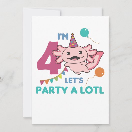 4e verjaardag Axolotl 4 jaar oude, zoete Axolotls Kaart (Voorkant)
