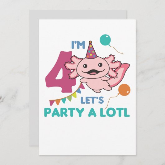 4e verjaardag Axolotl 4 jaar oude, zoete Axolotls Kaart (Voorkant / Achterkant)