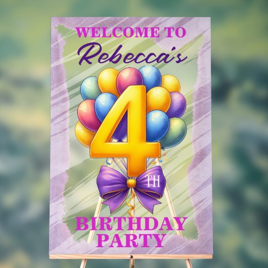 4e verjaardag ballon thema acryl bord (Neutraal)