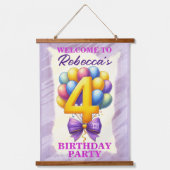 4e verjaardag ballon thema hangend wandkleed (Voorkant)