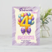 4e verjaardag ballon thema kaart (Staand voorkant)