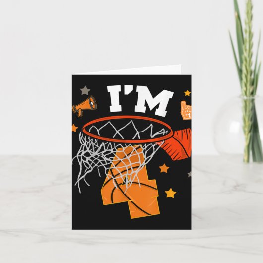 4e verjaardag basketbal jongen 4 jaar oud vier jaa kaart (Voorkant)