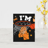 4e verjaardag basketbal jongen 4 jaar oud vier jaa kaart (Gele Bloem)