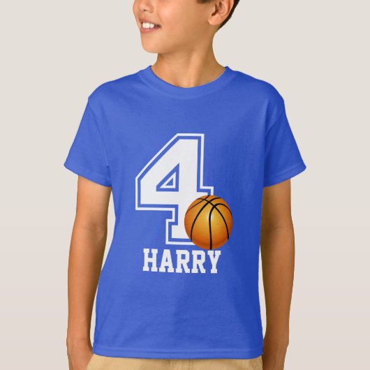 4e verjaardag basketbal op maat van de jongen van  t-shirt (Voorkant)