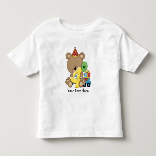 4e Verjaardag Beer Boy (aanpasbaar) Kinder Shirts (Voorkant)