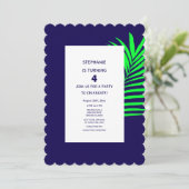 4e Verjaardag Blauw Groen Palmblad Tropische Vier Kaart (Staand voorkant)