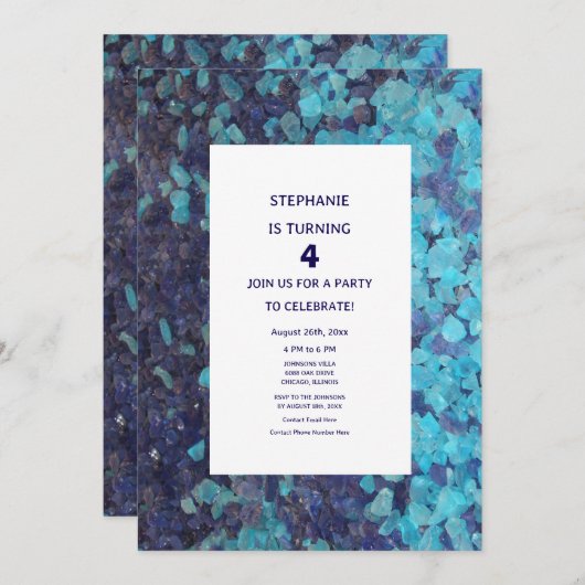 4e Verjaardag Blauwe Edelsteen Agaat Custom Age Kaart (Voorkant / Achterkant)