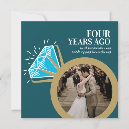 4e verjaardag blauwe topaas ring foto's kaart (Voorkant)