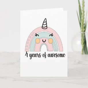 4e verjaardag Boho regenboog 4 jaar oud eenhoorn Kaart