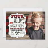 4e verjaardag Boys for ever Wild Lumberjack Foto Kaart (Voorkant)