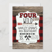 4e verjaardag: Boys for ever Wild Lumberjack Thema Kaart (Voorkant)