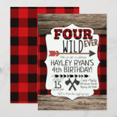 4e verjaardag: Boys for ever Wild Lumberjack Thema Kaart (Voorkant / Achterkant)