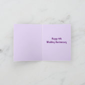 4e verjaardag bruiloft Bloemen en Fruit druiven Kaart (Binnen)