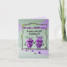 4e verjaardag bruiloft Bloemen en Fruit druiven Kaart