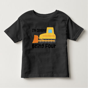 4e verjaardag Bulldozer Construction Truck Toddler Kinder Shirts