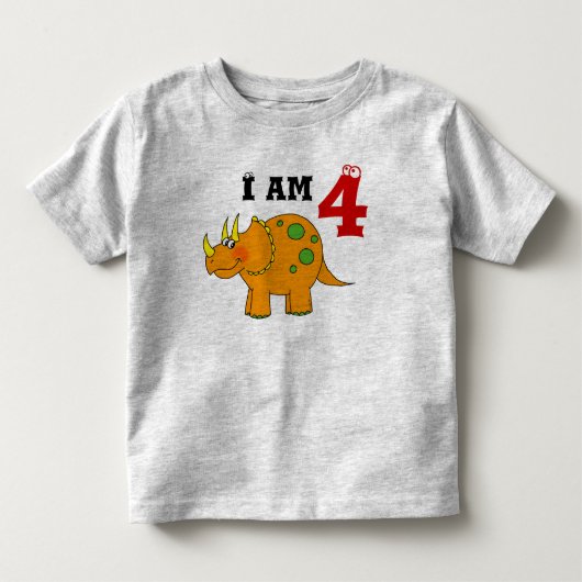 4e verjaardag cadeau, dinosaurus Triceratops Kinder Shirts (Voorkant)