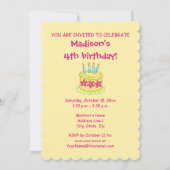 4e verjaardag Cake Art Uitnodiging van partij pers (Achterkant)