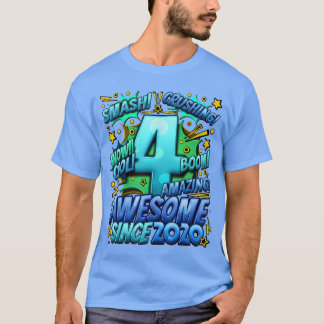 4e verjaardag Comic Style Geweldig sinds 2020 4 ja T-shirt