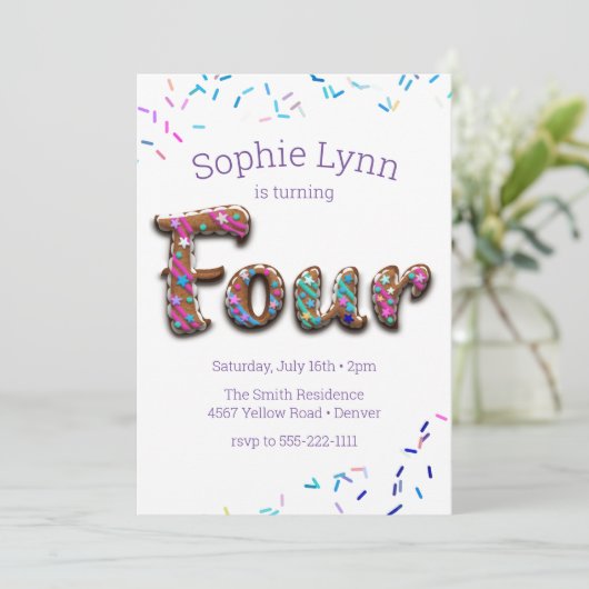 4e verjaardag Cookie Cake Kaart (Staand voorkant)