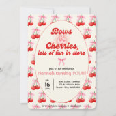4e Verjaardag Coquette Kersen Bogen Bubble Letters Kaart (Voorkant)