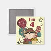 4e verjaardag Cowboy Tshirts en geschenken Magneet (Voorkant / Achterkant)