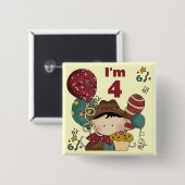 4e verjaardag Cowboy Tshirts en geschenken Vierkante Button 5,1 Cm (Voorkant /achterkant)